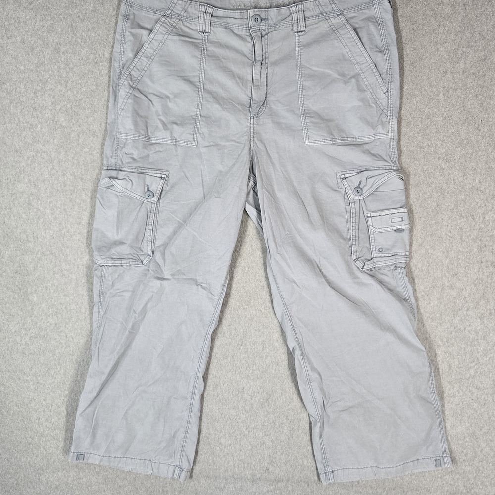 American Eagle Outfitters Women Pants 20 Light Gray Cargo Jogger Baggy Grunge